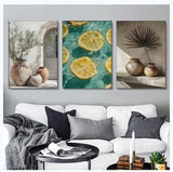 Retro Mediterranean Greece Landscape Poster Canvas Painting Wall Art Pictures Home Decoration Italian Lemon Orange Olive Tree
