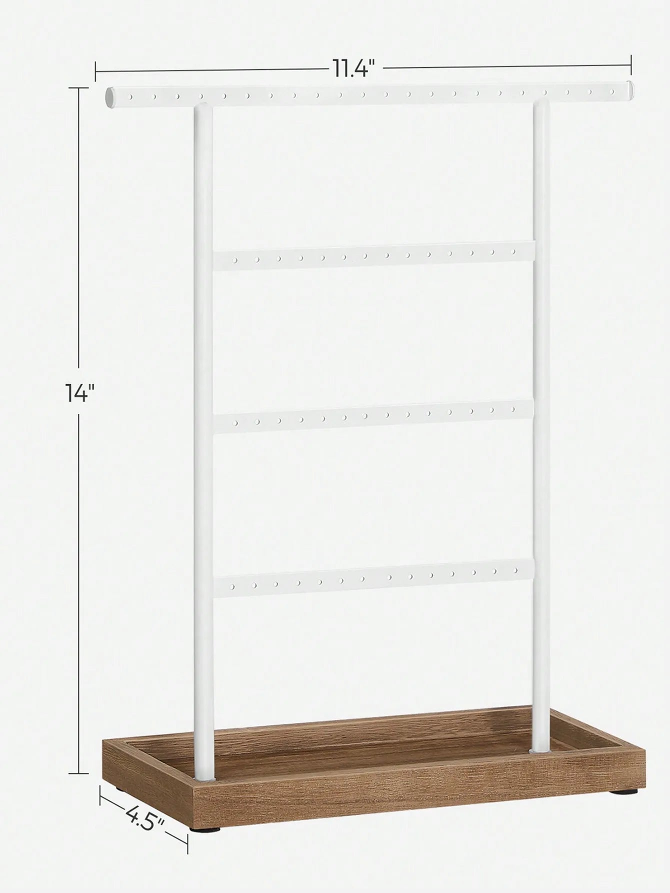 SONGMICS Jewelry Stand, 4-Tier Jewelry Holder Organizer With Tray, Wood Base, For Earrings And Studs, Vintage