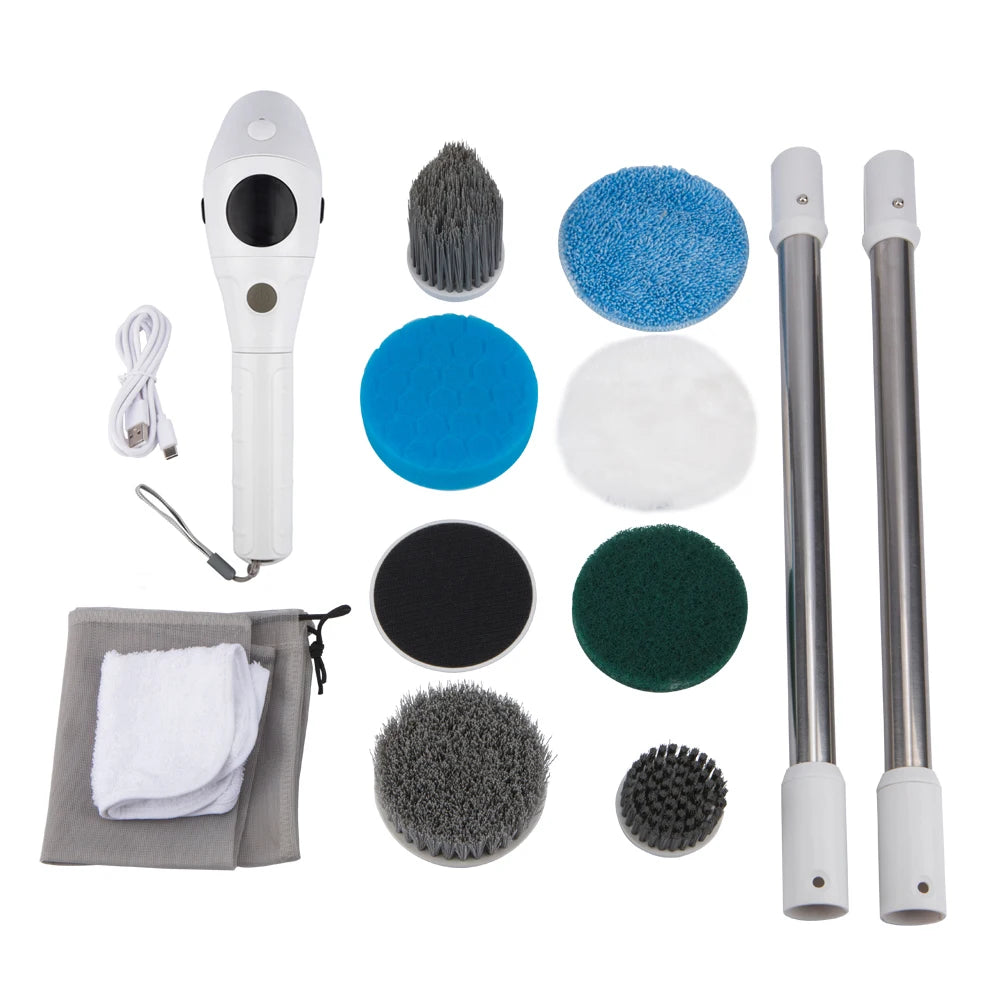 Cepillo de limpieza eléctrico 8 en 1, multifuncional, inalámbrico, giratorio, para baño, cocina, ventanas, inodoro. 