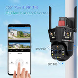 LS VISION 10K Outdoor WiFi Camera 20X Zoom Three Screen CCTV External IP Cam 20MP Security Ai Tracking Video Surveillance Camera