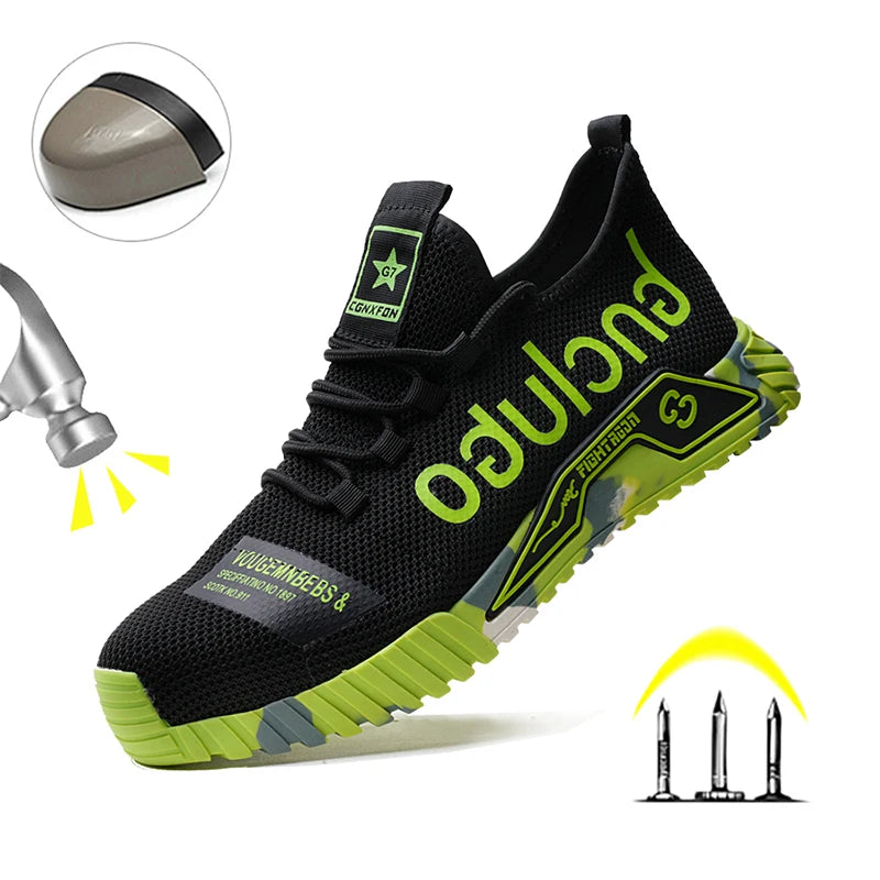 Steel Toe Safety Shoes Men Anti-Smash Anti-puncture Work Shoes Men Breathable Work Sneaker Indestructible Work Safety Boots