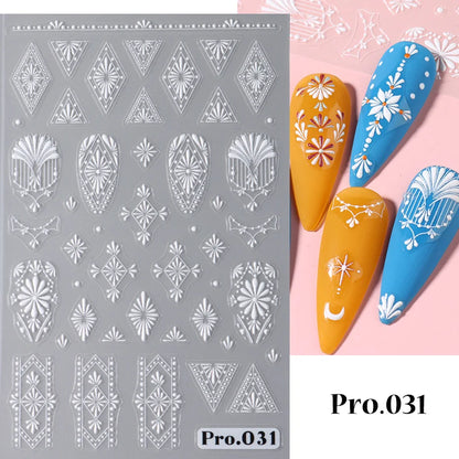 Stickers for Nails Marine Punk Black Line Design Art Slider Party Cool Decoration Adhesive Decal Emboss DIY Manicure Accessories
