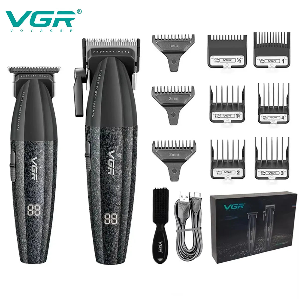 VGR Hair Trimmer Professional Hair Clippers Adjustable Hair Cutting Machine 9000 RPM Cordless Clippers and Trimmers Set V-640 S3