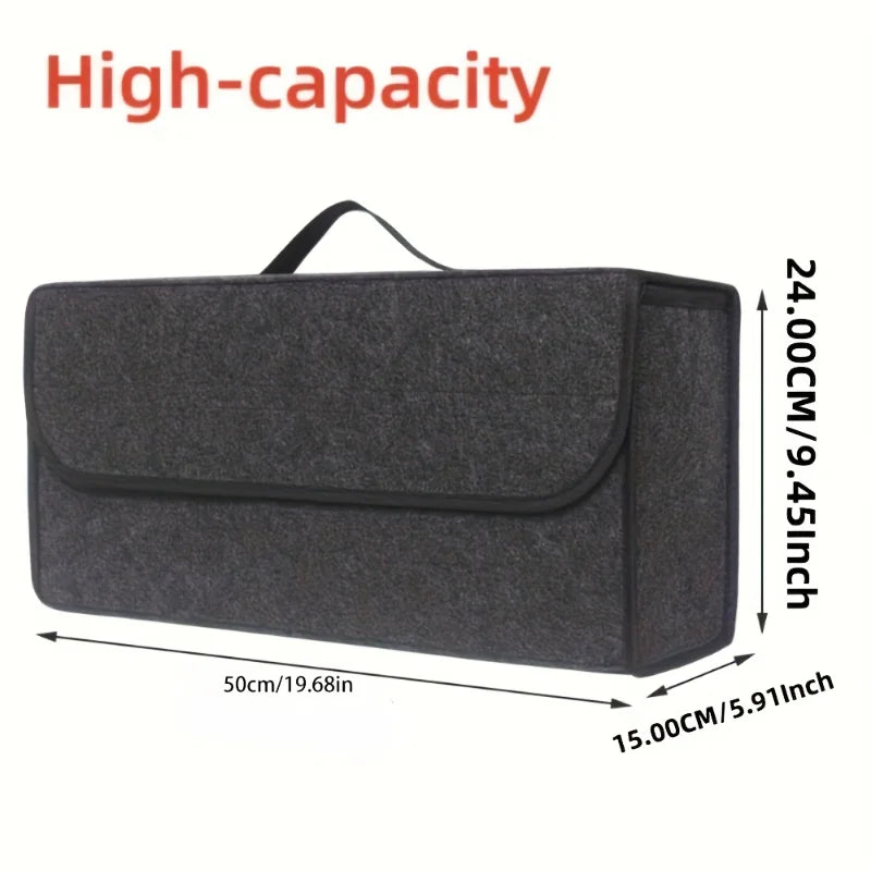 Gray Anti Slip Car Trunk Organizer Bag Multi Compartment Soft Felt Storage Box for Boot Tools & Auto Accessories