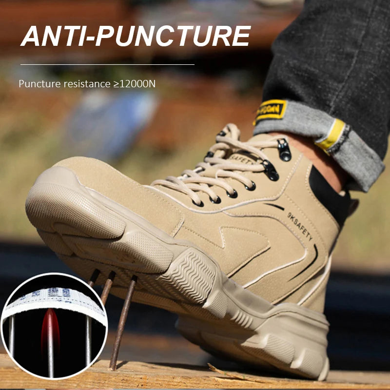 Steel Toe Boots for Men Lightweight Slip Resistant Construction Work Boots Indestructible Men's Safety Shoes Outdoor Boots