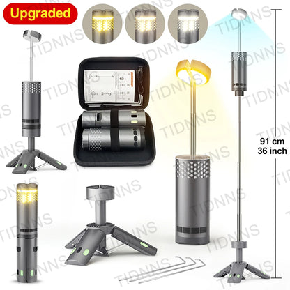 10000mAh Luz de acampamento USB recarregável LED lâmpada de emergência lanternas portáteis ao ar livre com lanterna magnética para barracas de churrasco