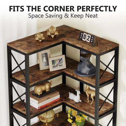 Tribesigns 7-Shelf Corner Bookshelf,Large Modern Corner Bookcase, 7-Tier Tall Corner Shelf Storage Display Rack with Metal Frame