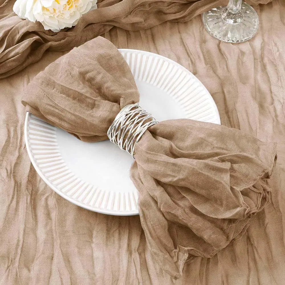 Set of 12 Gauze Cheesecloth Napkins Cloth Bulk Dinner Table Napkins for Home Wedding Valentine's Party Event Table Decoration
