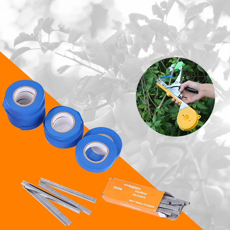 10/20Pcs Plant Branch Tie Tape Hand Tying Binding Tools with 1 Box Staple For Garden Tying Machine Vegetable Fruit Tree Tapenter
