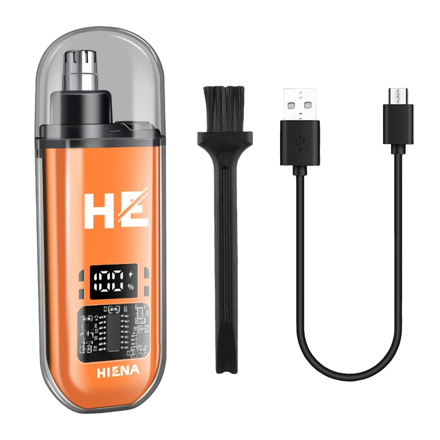 Recortador de vello nasal eléctrico HIENA, recargable, mini, de bolsillo, para nariz, orejas, afeitado, recortador de cejas, corte de cabello en seco y húmedo.