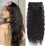 Extensões de cabelo ondulado com clipes conjunto de 6 peças - 55cm com presilhas