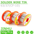 JINHU CF-10 - Alambre de soldadura de estaño (0,5/0,6/0,8/1,0 mm, 63/37, fundente, 2,0 %, 13,7 m), rollo de alambre para soldar para bricolaje