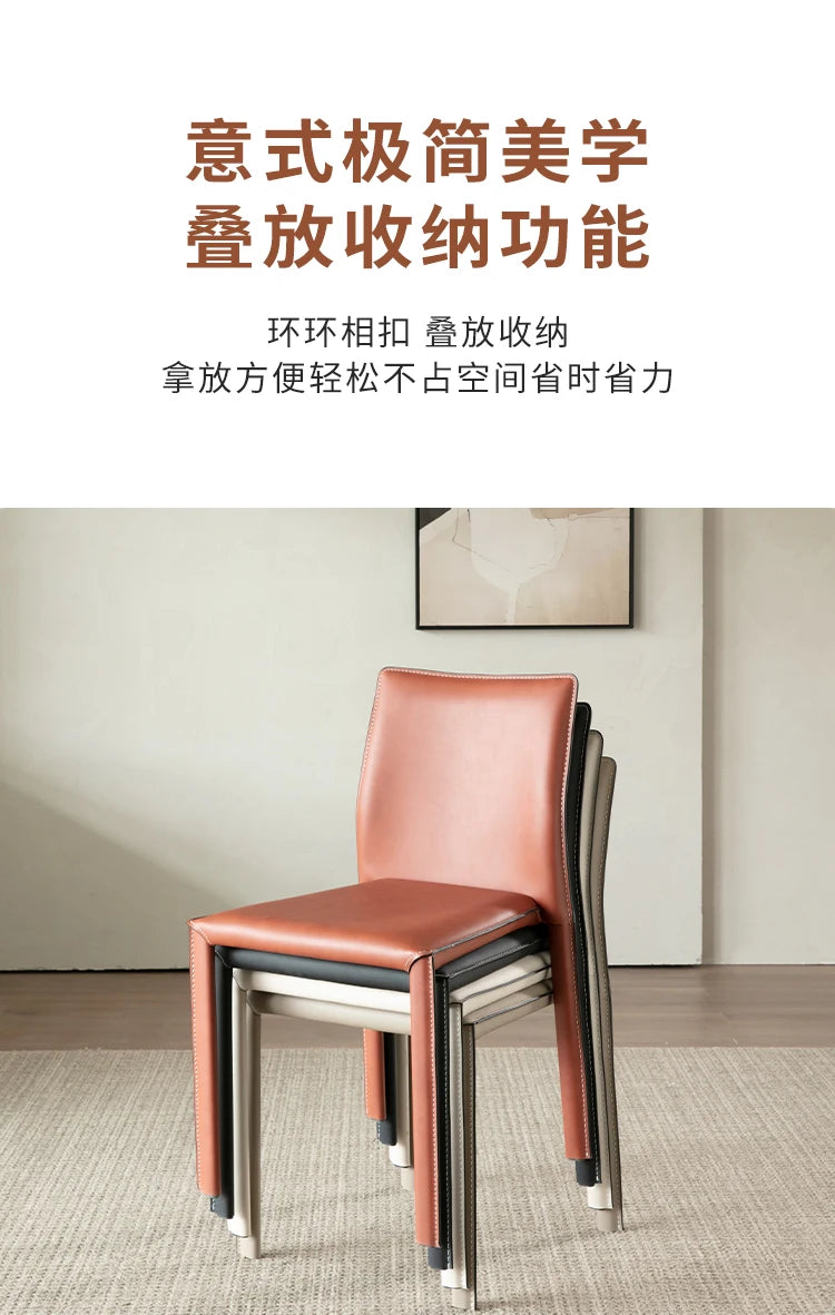 Stackable Household Dining Chairs Italian Style Minimalism Light Luxury Dining Chairs Makeup Backrest Cadeira Home Furniture