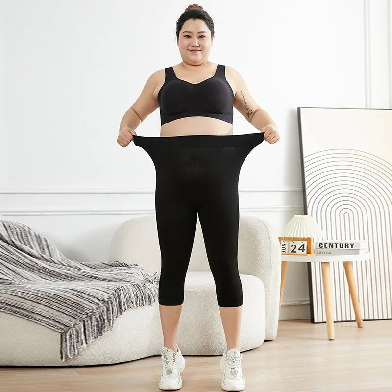 Leggings negros de talla grande para mujer, pantalones cortos elásticos de alta elasticidad para uso en exteriores, mallas deportivas informales, leggings de moda de talla grande para mujer 