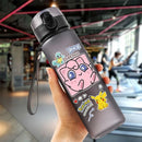 Anime Pokemon Portable Plastic Water Bottle 560ML Ash Ketchum Pikachu High Capacity Insulation Outdoor Water Cup for Kids Gift