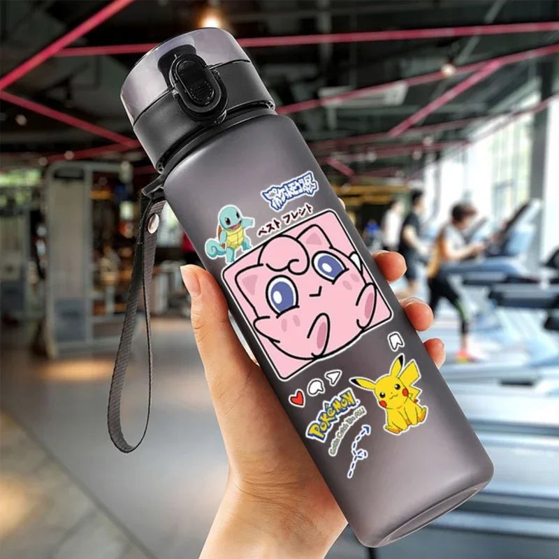 Anime Pokemon Portable Plastic Water Bottle 560ML Ash Ketchum Pikachu High Capacity Insulation Outdoor Water Cup for Kids Gift