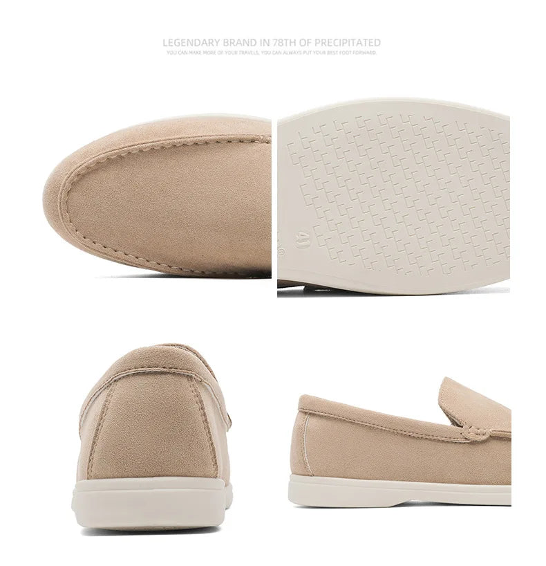 Men's Flat Loafers 2025 Frosted Suede Flat Shoes Comfortable Non-Slip Fashion Loafers Lightweight Trendy Outdoor Casual Shoes