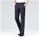 Pantalones de talla grande para hombre, pantalones de traje de negocios, pantalones de vestir formales elásticos, pantalones negros clásicos para hombre grande