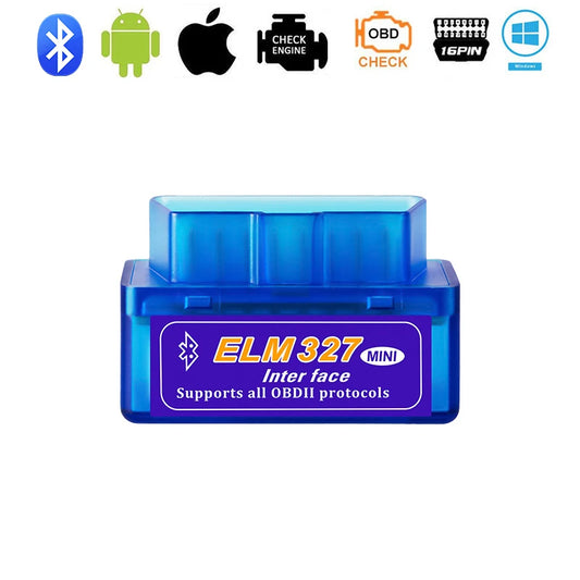 Mini escáner ELM327 V2.1 OBD2, lector de códigos para Android/IOS, herramienta de diagnóstico de coche con Bluetooth y detector de fallas automotrices.