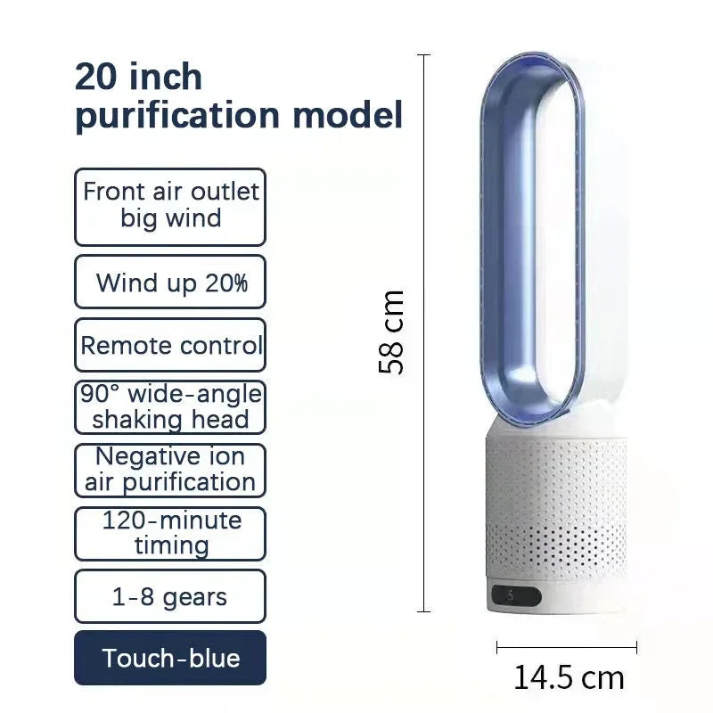 2024 New Bladeless Fan Electric Cooling Air Tower Fans With Remote Control Intelligent Low Noise 16 Inch Stand Floor Dropship