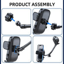 360° Rotating Car Phone Holder Universal Windshield Dashboard Phone Mount Flexible Long Arm Bracket Support GPS Suction Base