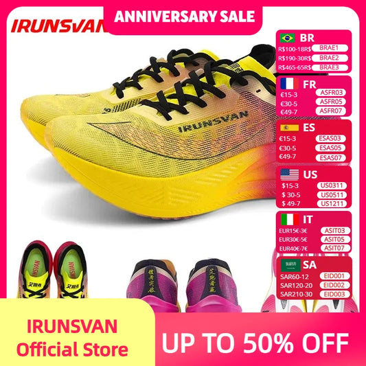 IRUNSVAN Nylon Carbon Plate Professional Marathon Running Shoes for Men Lightweight Cushioning Training Outdoor Sneakers Women