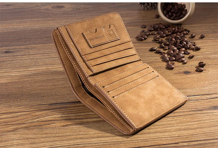 Men's Wallet Leather Billfold Slim Hipster Cowhide Credit Card/ID Holders Inserts Coin Purses Luxury Business Foldable Wallet