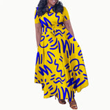 2025 Dashiki Fashion Belted Maxi Long Party Dress Vintage Printed Sundress Casual Vestidos Robe African Dress Summer Women Dress