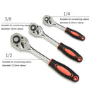 12pcs Socket Ratchet Handle Wrench Set 1/4 3/8 1/2 Spanner Kit With Extension Rod and 10 Common Sockets Car Repair Hand Tools