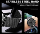 HANNAH MARTIN Brand Men Watch Black Stainless Steel Waterproof Fashion Sports Multifunctional Quartz Wristatch Relogio Masculino