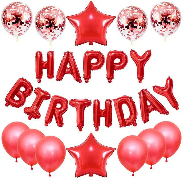 25pcs/set Happy Birthday Balloons Set Foil Letter Balloon Garland Bunting Banners Kids Birthday Party Babay Shower Decoration 