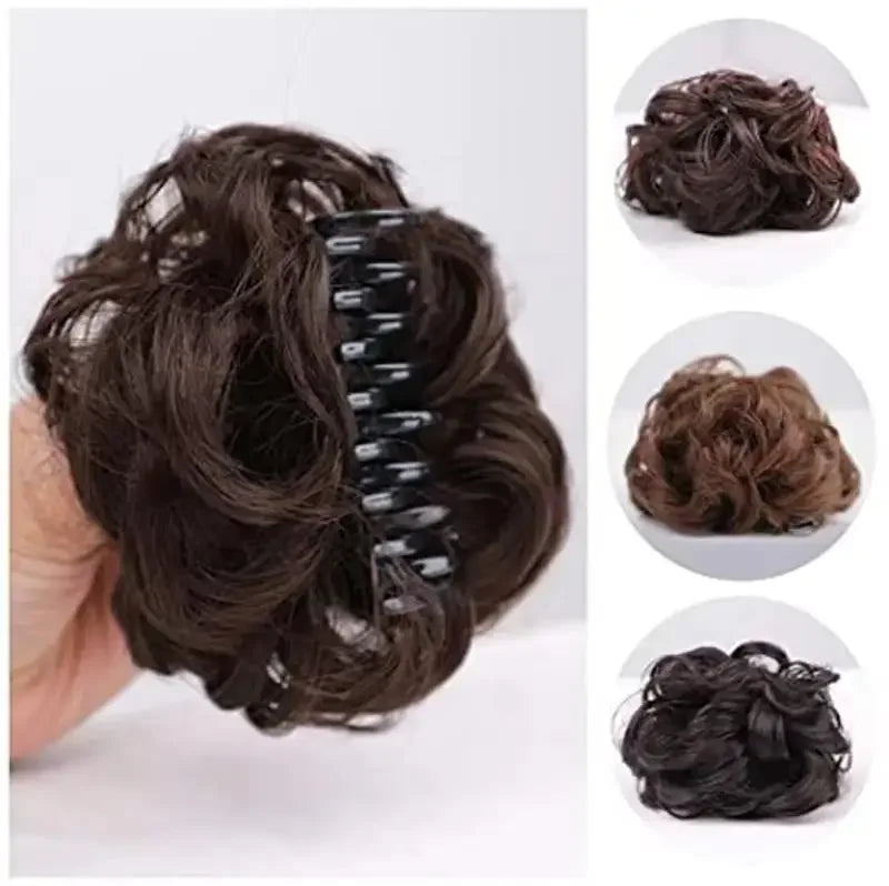 Coque despojado com piranha claw clip aplique de cabelo cacheado