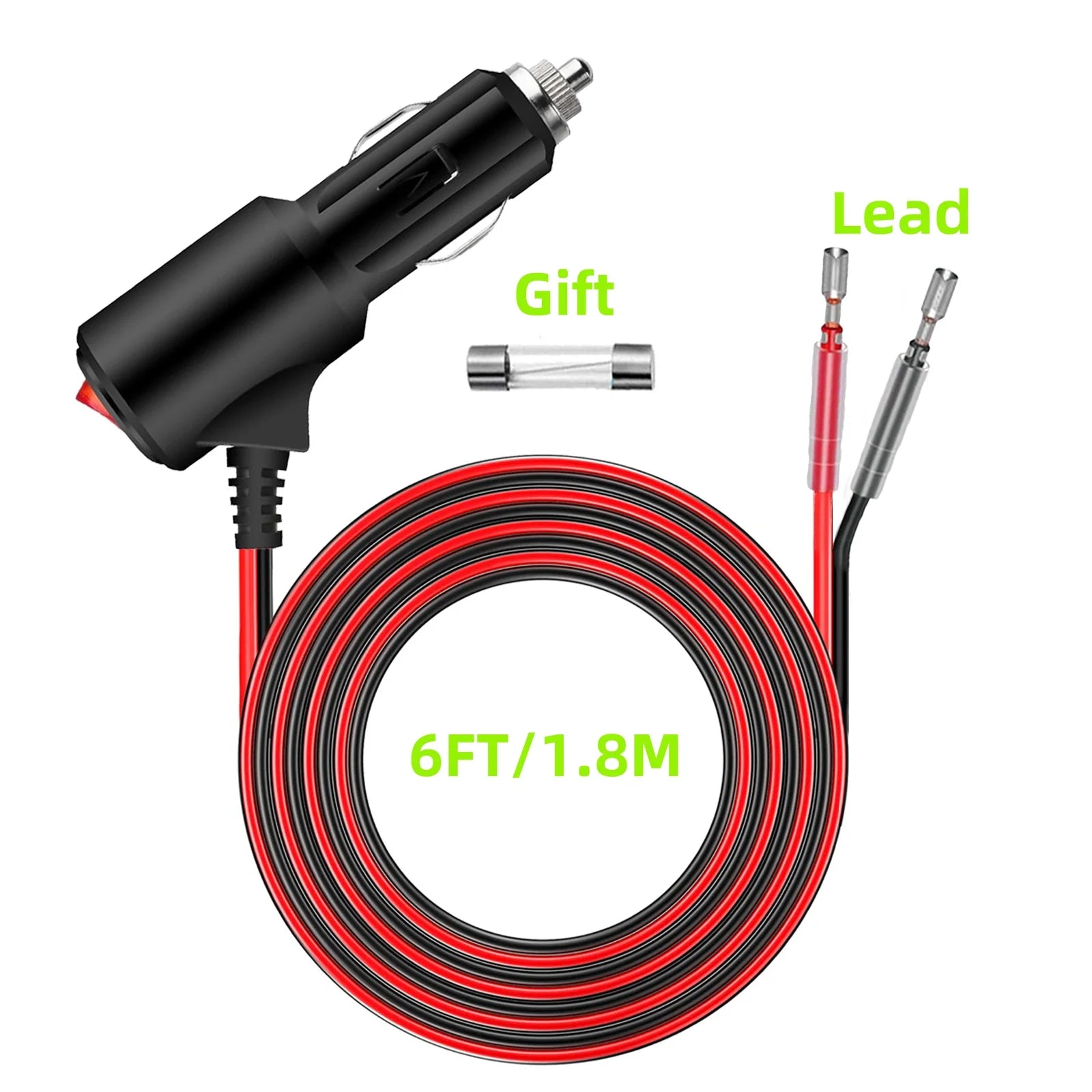 2FT/6FT/12FT 12V Car Cigar Lighter Socket Plug Connector Extension Cord Power Adapter On Off Switch Universal Charger Adapter