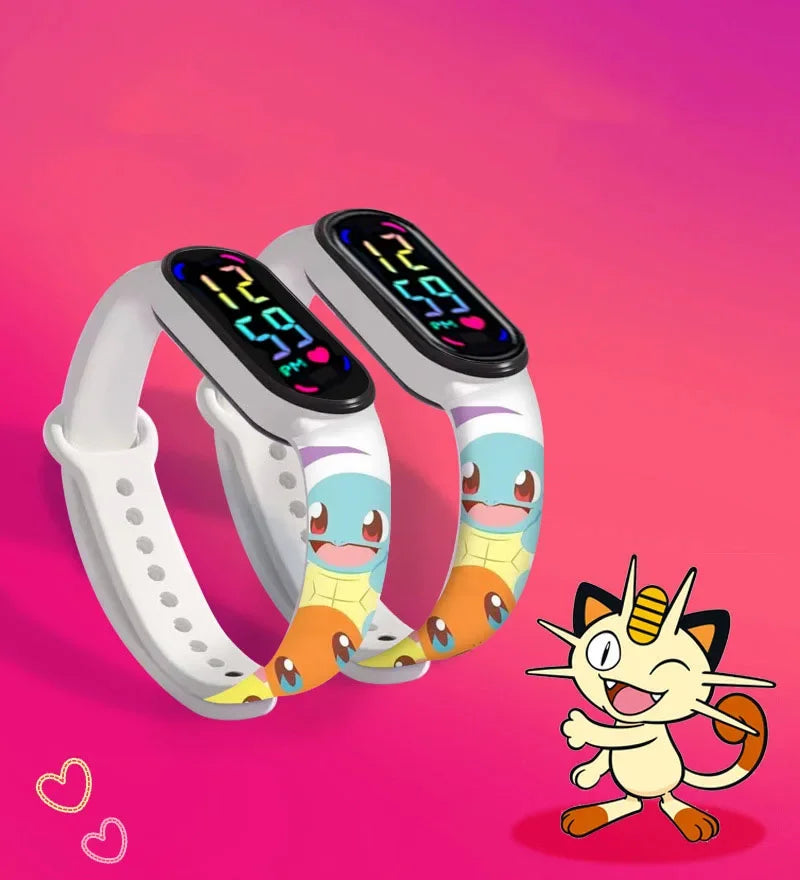 Pokemon Pikachu Dragon Ball Z Sport Casual Watches Led Silicone Watch Color Lovely Digital Children Wristwatch Clock Gift Toys