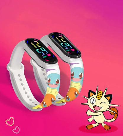 Pokemon Pikachu Dragon Ball Z Sport Casual Watches Led Silicone Watch Color Lovely Digital Children Wristwatch Clock Gift Toys