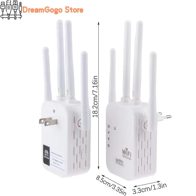 Repetidor WiFi de 300 Mbps, extensor WiFi inalámbrico, amplificador WiFi de 4 antenas, 5G, 2,4G, red de doble banda, enrutador de señal de largo alcance