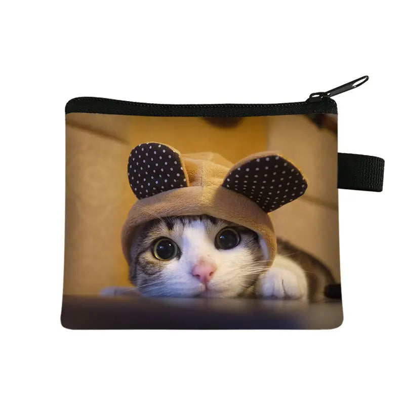 Coin Purse New Animal Cat Children's Wallet Student Portable Card Coin Key Storage Bag Polyester Hand Bag Mini Bag