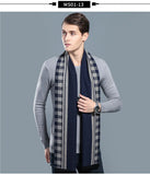 Designer Brand Plaid Men's Cashmere Scarf Winter Warm Scarves Shawls Casual Business Long Wraps Pashmina Christmas Gift for Man