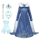 Children Snow Queen Princess Dress Winter Girl Elsa Costume Carnival Birthday Holiday Party Dress Kids New Outfit Clothes