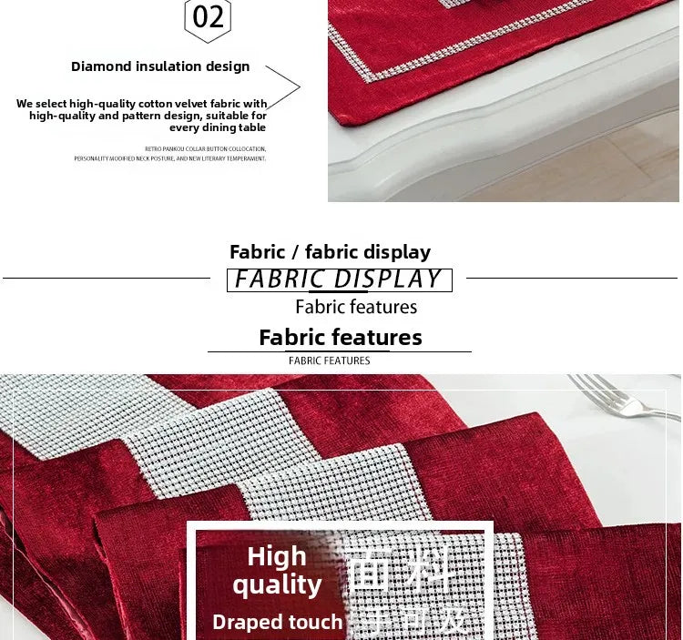 Heat Resistant Dining Table Mat Diamond Embedded Anti Slip Western Dining Pad Cushion Home Use Tablecloth Accessories