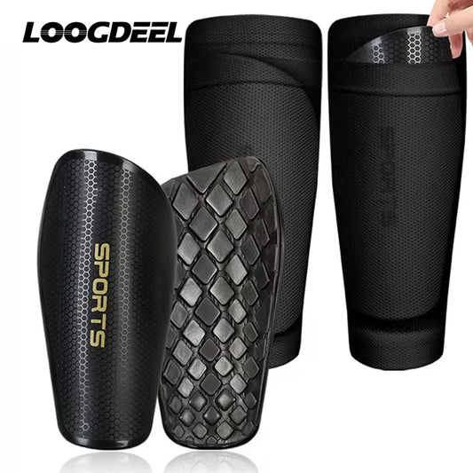 Espinilleras de fútbol Loogdeel para niños, jóvenes y adultos. Espinilleras con mangas, ligeras y protectoras.