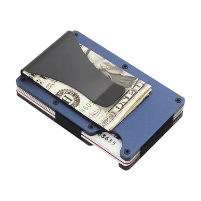 Cartera delgada para hombre - Billetera minimalista con bloqueo RFID y bolsillo frontal - Billetera metálica con clip para billetes