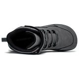 HOBIBEAR Kids Mid-Barefoot Shoes Big/Kid Wide Toe Box Zero Drop Artificial Leather Hook-Loop Outdoor Boots