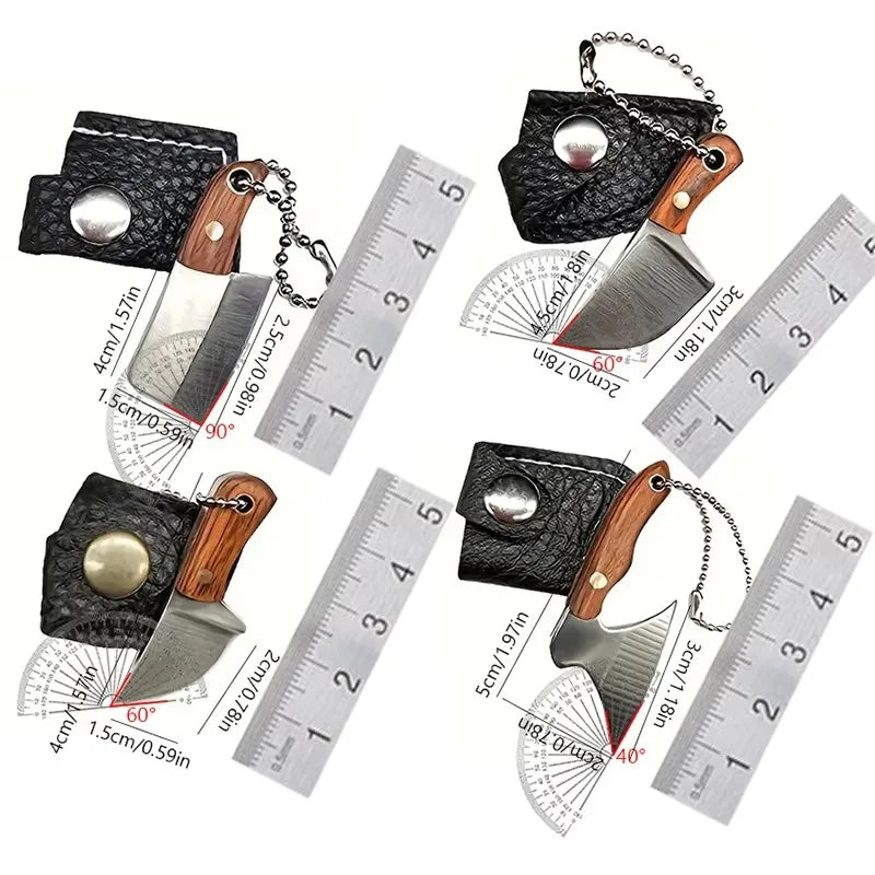 4 unids/set cuchillo de bolsillo de acero inoxidable, Mini cuchillo de cocina, llavero EDC, cuchillo de Unboxing portátil, cuchillo de corte de pesca