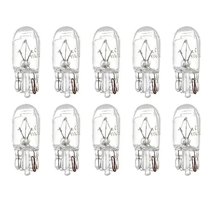 10 Pcs Warm White Auto Halogen Lamp T10 W5W 194 158 12V 5W  Marker Wedge License PlateLight Bulb Instrument Light