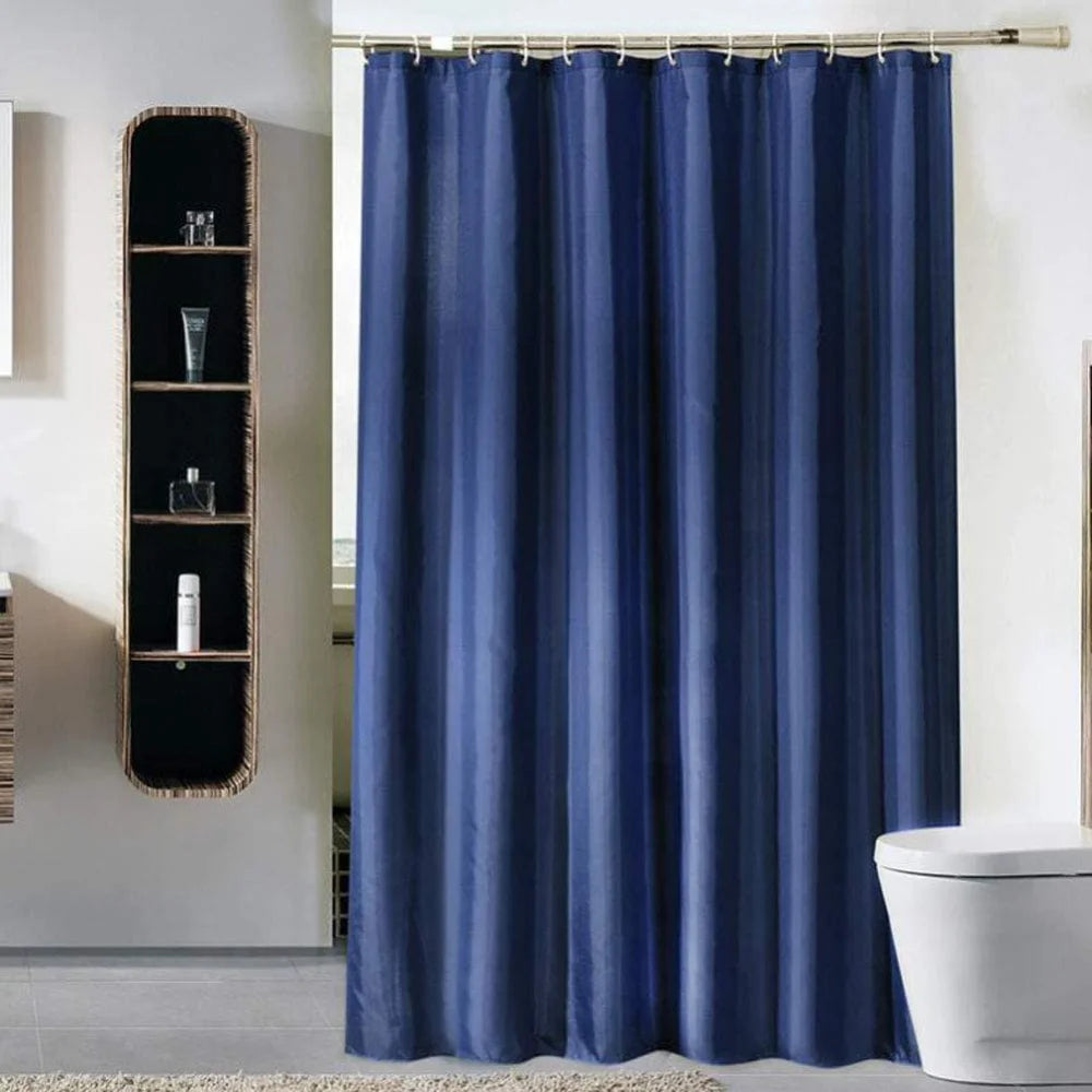 Cortina de ducha de tela sólida resistente, impermeable, para baño, tamaño largo, 230/200 cm, color negro, blanco, gris, marrón y azul.