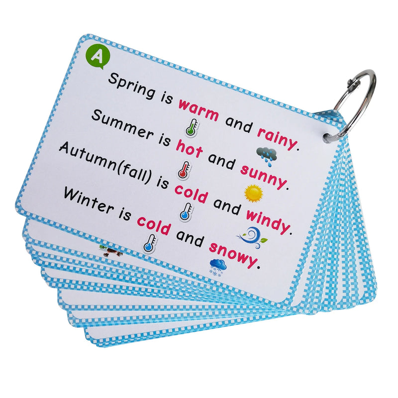 Weather & Season Learning Card English Classroom Group Learning Tools Grammar and Vocabulary Building for Beginner