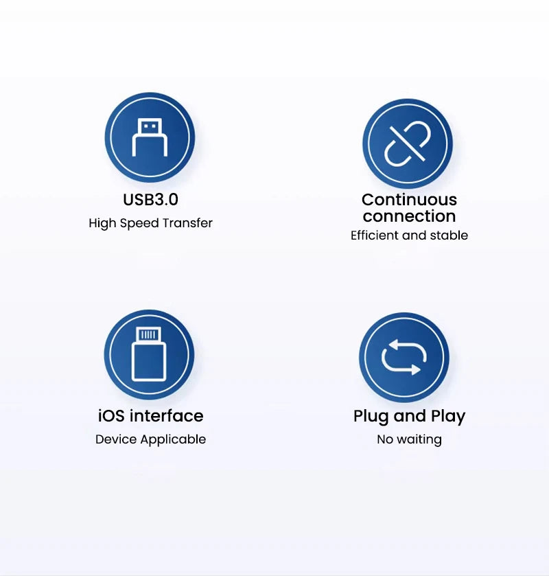 USB 3.0 to Lightning Adapter OTG For iPhone iPad Tablet U Disk Lighting Male to USB Female Converter PD 20W Fast Charging Otg