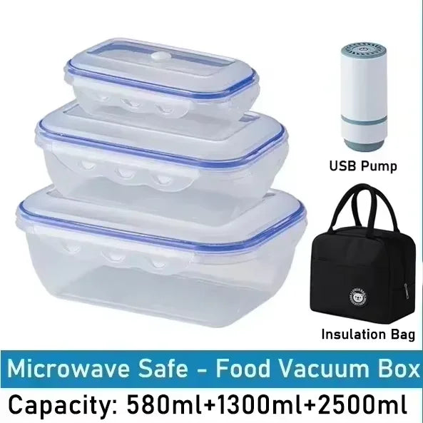Vacuum Food Storage Box Transparent Storage Container Fridge Organizer Microwave Safe Fresh-Keeping Sealing Box Food Dispenser