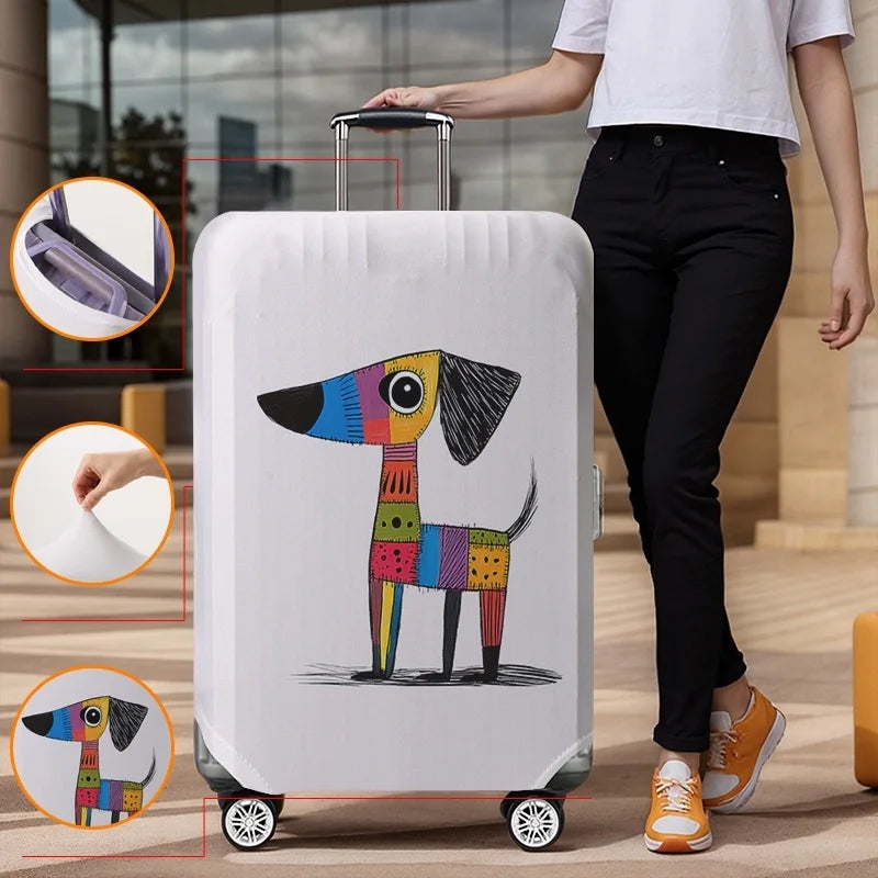 Dog pattern luggage protection cover, suitable for 18-32 inch luggage covers, luggage handle gloves, travel accessories